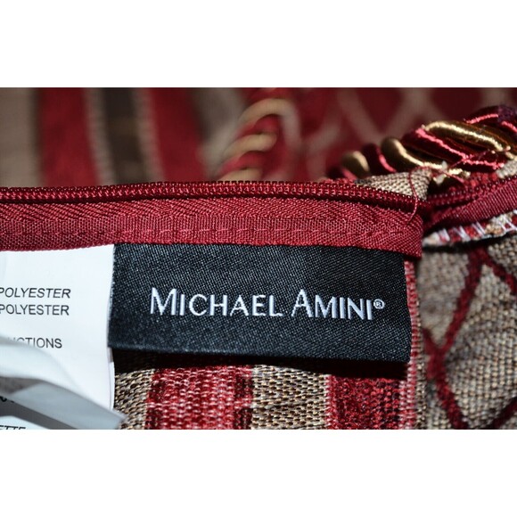 Michael Amini Designer euro Pillow Sham Burgandy Gold Rope trim 26X26 Elegant - Picture 7 of 8